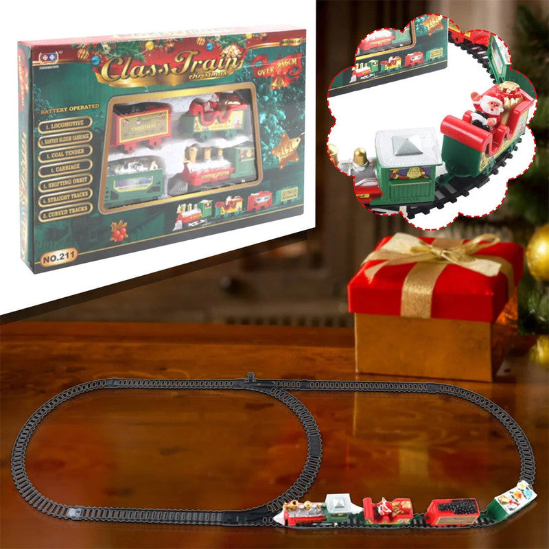 NNEOBA Realistic Christmas Electric Train Set with Santa Claus 216cm Track