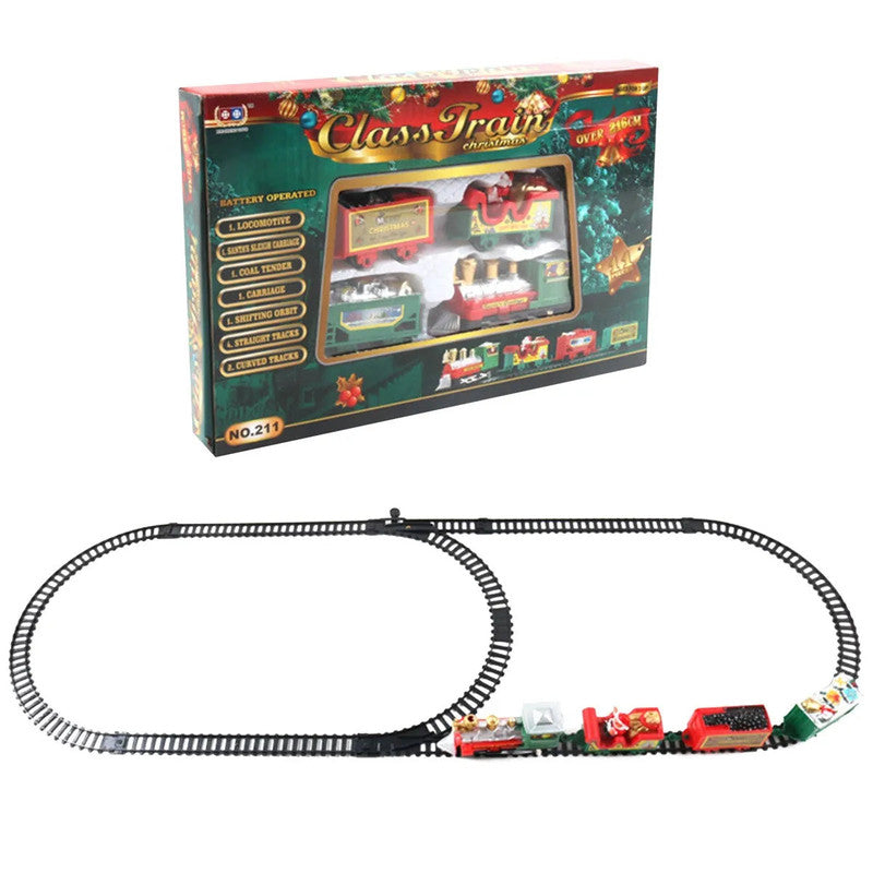NNEOBA Realistic Christmas Electric Train Set with Santa Claus 216cm Track