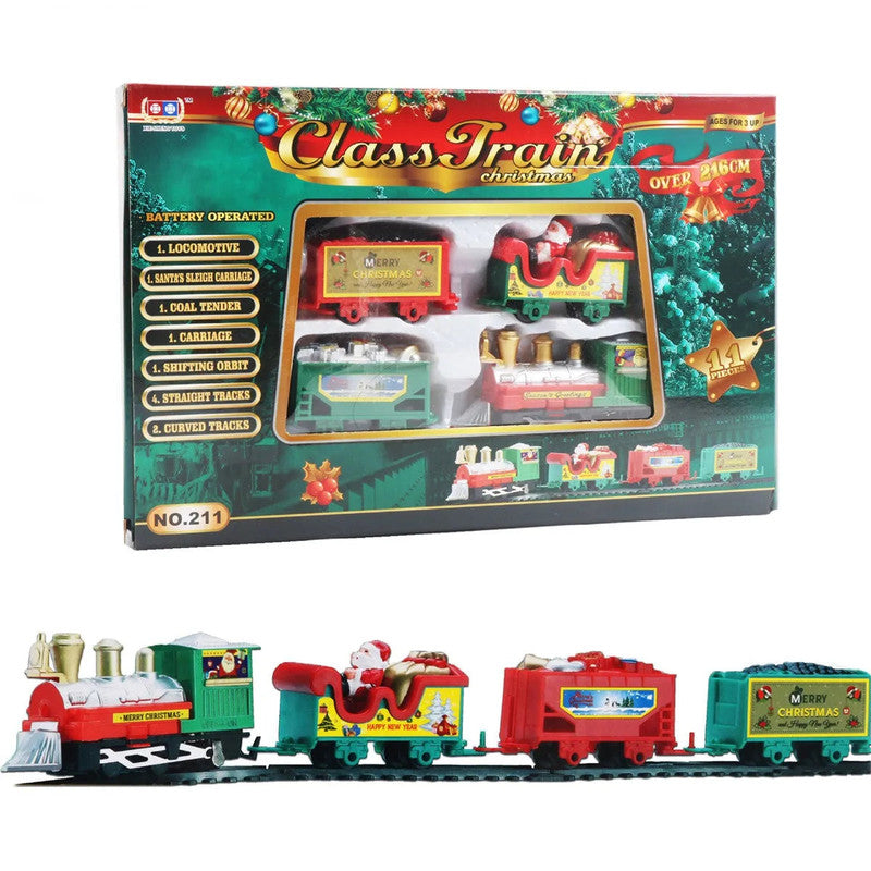 NNEOBA Realistic Christmas Electric Train Set with Santa Claus 216cm Track