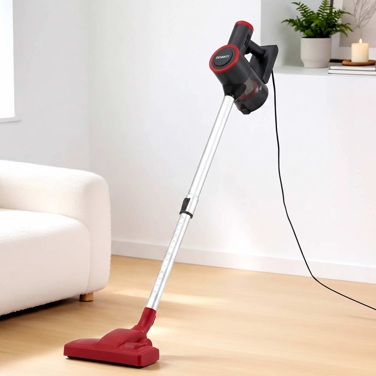 Devanti 3-in-1 Corded Stick Vacuum Cleaner, 16000Pa Strong Suction Red