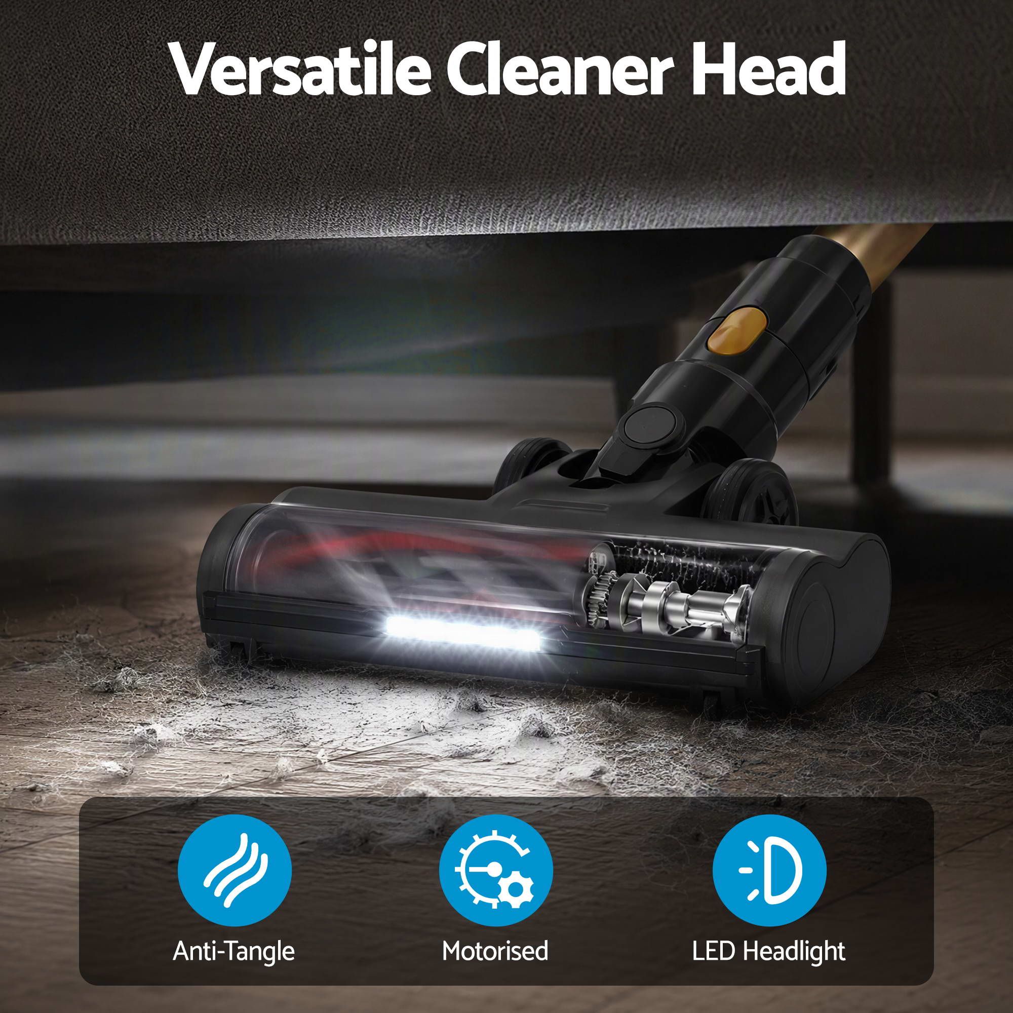 DEVANTI 30000Pa Cordless Stick Vacuum Cleaner 4-in-1 Handheld Gold