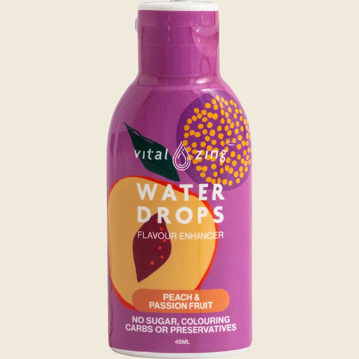Vital Zing Water Drops Peach & Passionfruit 45ml
