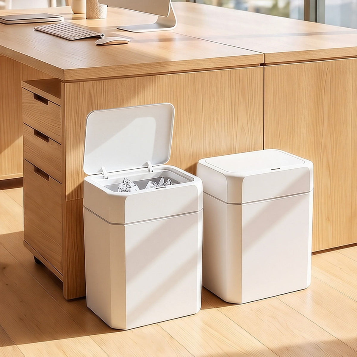 Artiss Rubbish Bin 12L 2-Pack Sensor Kitchen Automatic Motion Touchless White