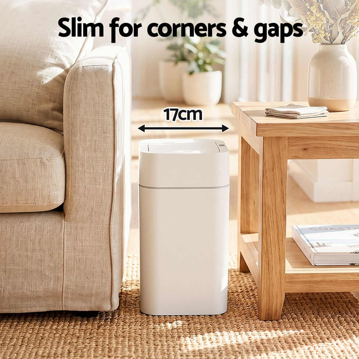 Artiss Rubbish Bin 12L 2-Pack Sensor Kitchen Automatic Motion Touchless White