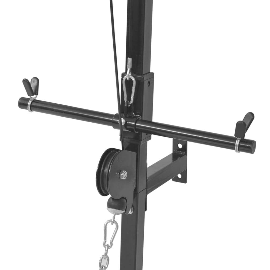 Wall-Mounted Home Gym 2 Pulleys Steel Lat Pull Down 120kg Capacity Black