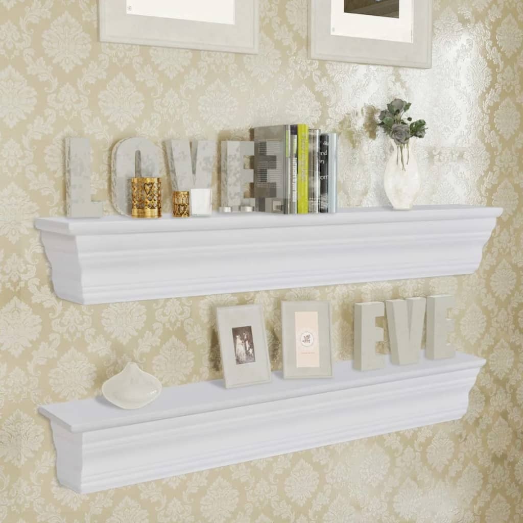 Wall Shelves Aaliyah 2 pcs Baroque Style Storage Display Decor White