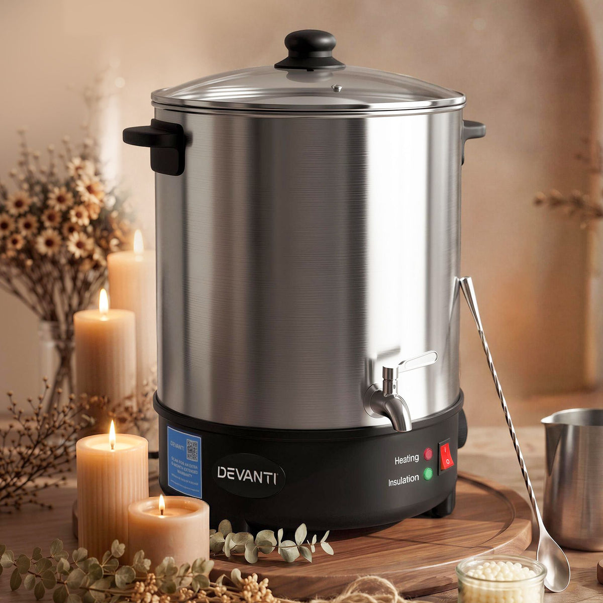 Devanti 16L Wax Melter Candle Making 1500W Melting Pot Furnace Pour Spout Soap
