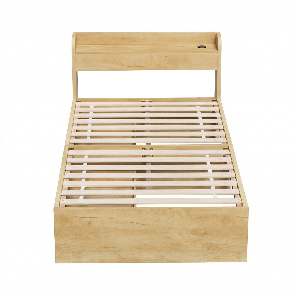 Artiss King Single Bed Frame with 2 Drawers Platform Bed and Headboard Natural