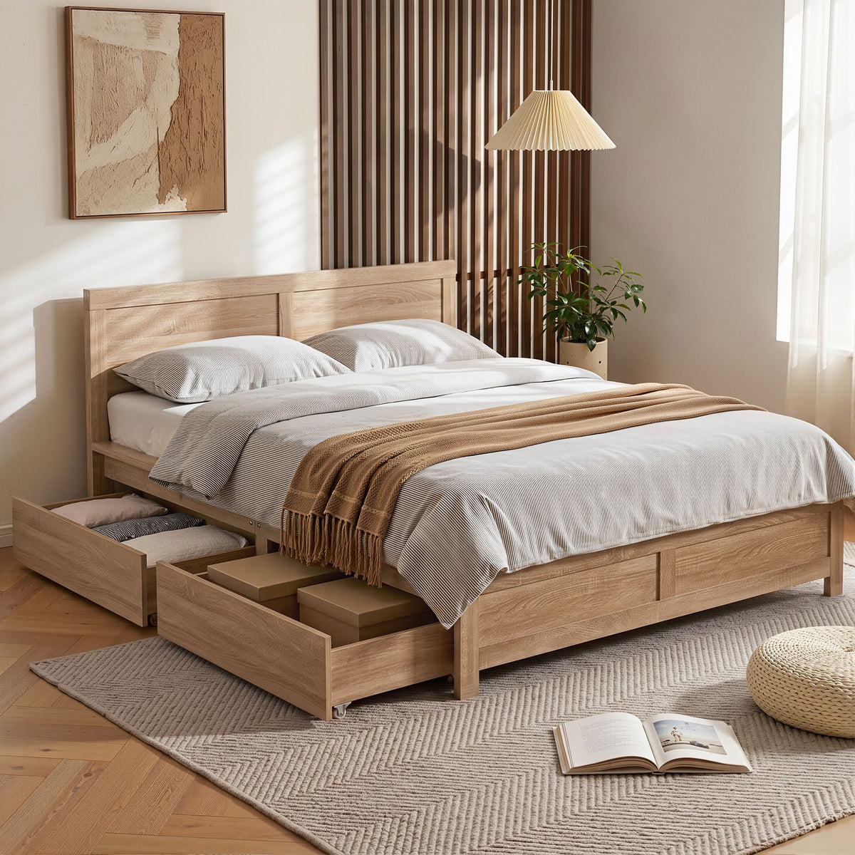 Artiss Double Bed Frame with 2 Drawers Bedroom Furniture