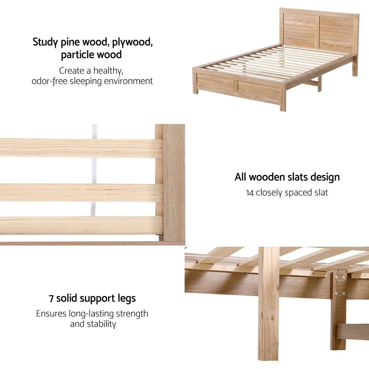 Artiss Single Bed Frame Wooden Bed Base Walnut
