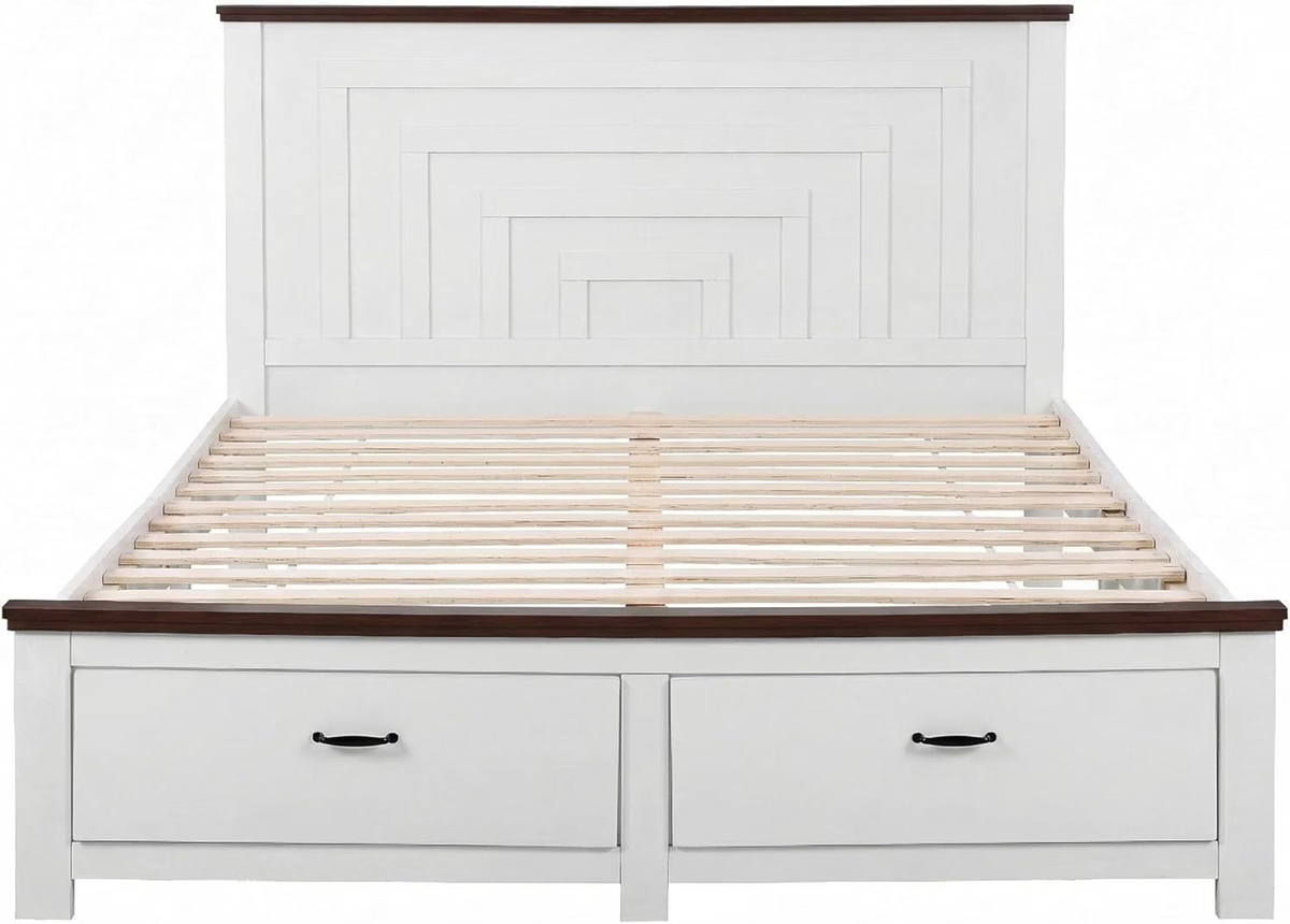 Artiss Queen Wooden Bed Frame 2 Bedside Table Set 2-Drawer Storage