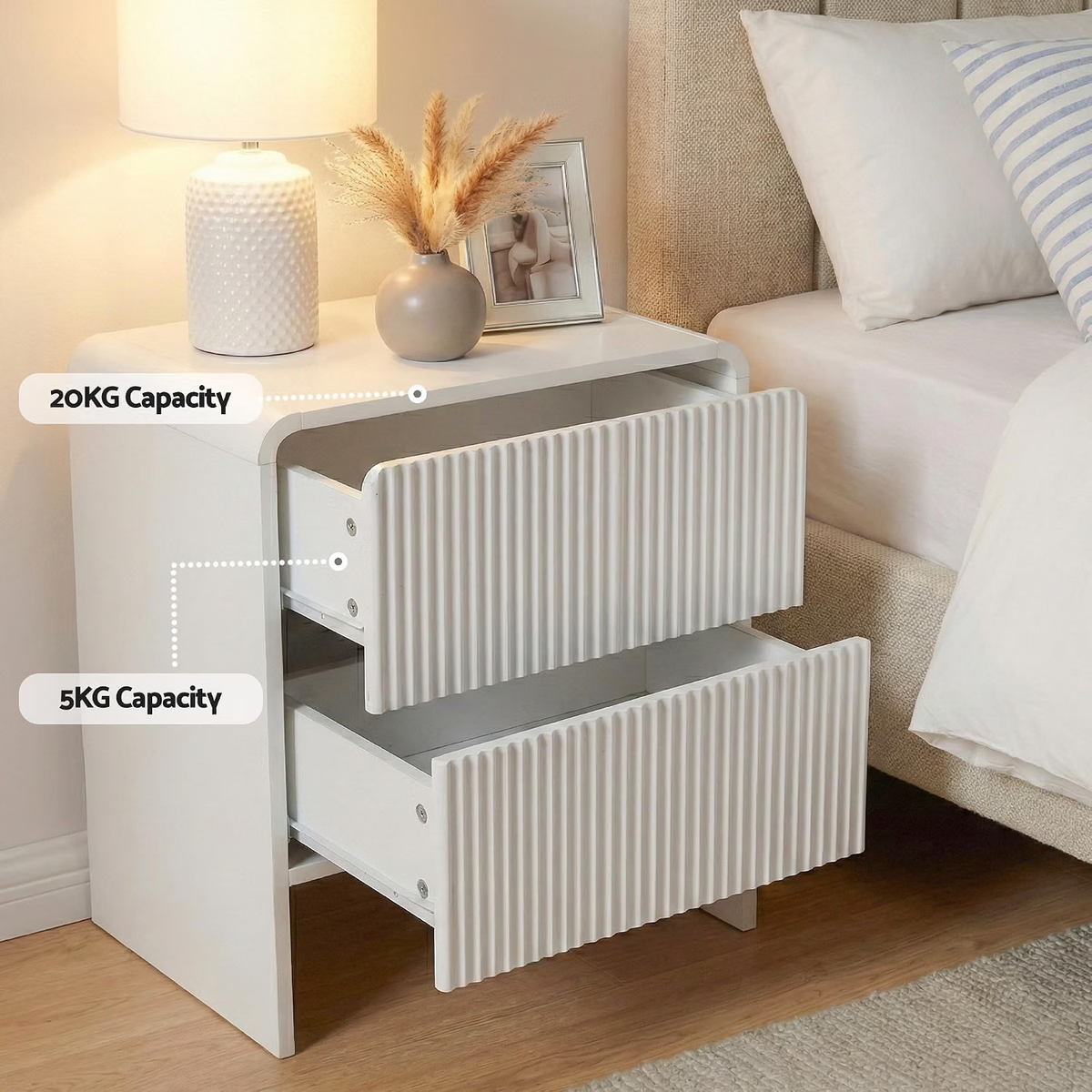 Artiss Queen Wooden Bed Frame 2 Bedside Table Set 2-Drawer Storage