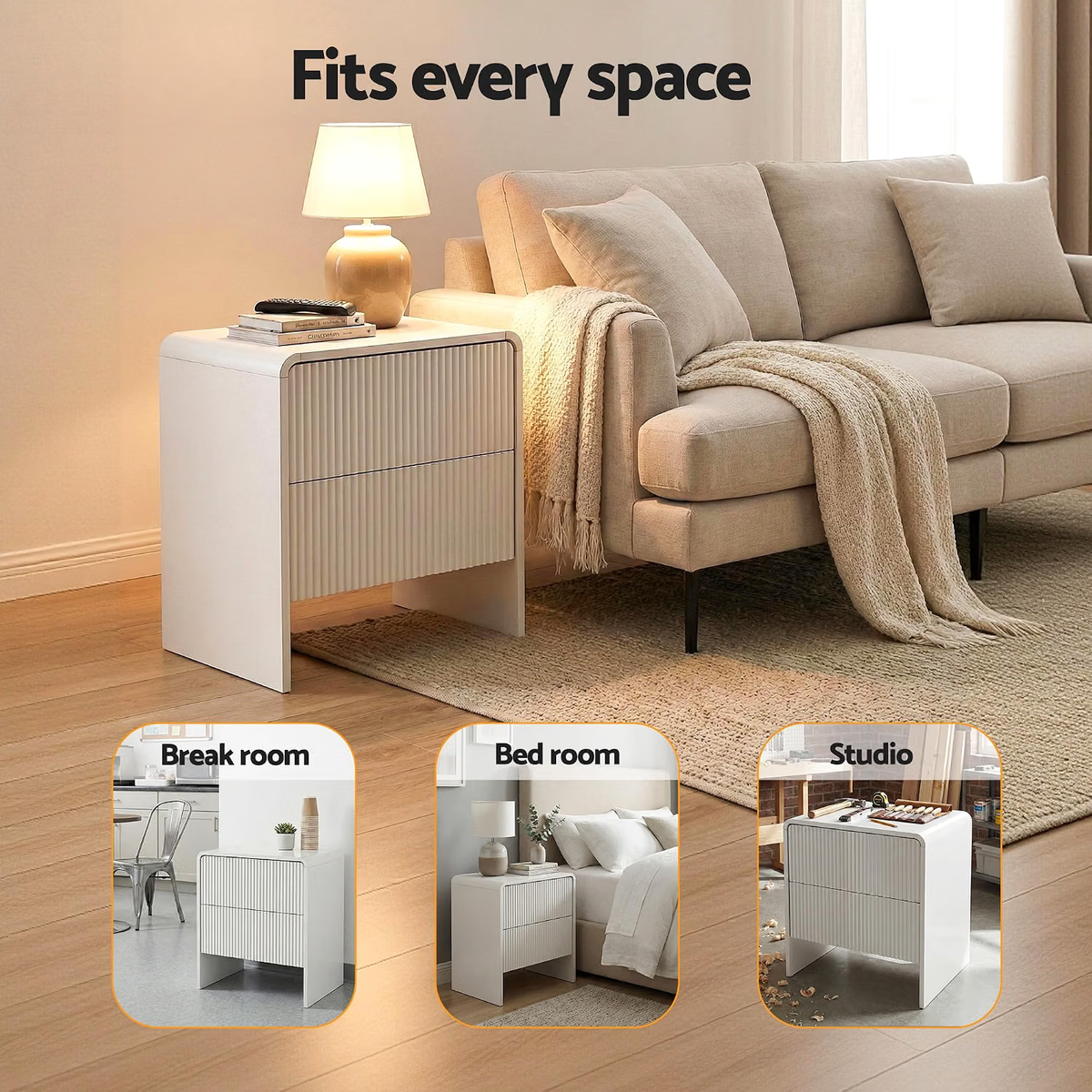 Artiss Queen Wooden Bed Frame 2 Bedside Table Set 2-Drawer Storage