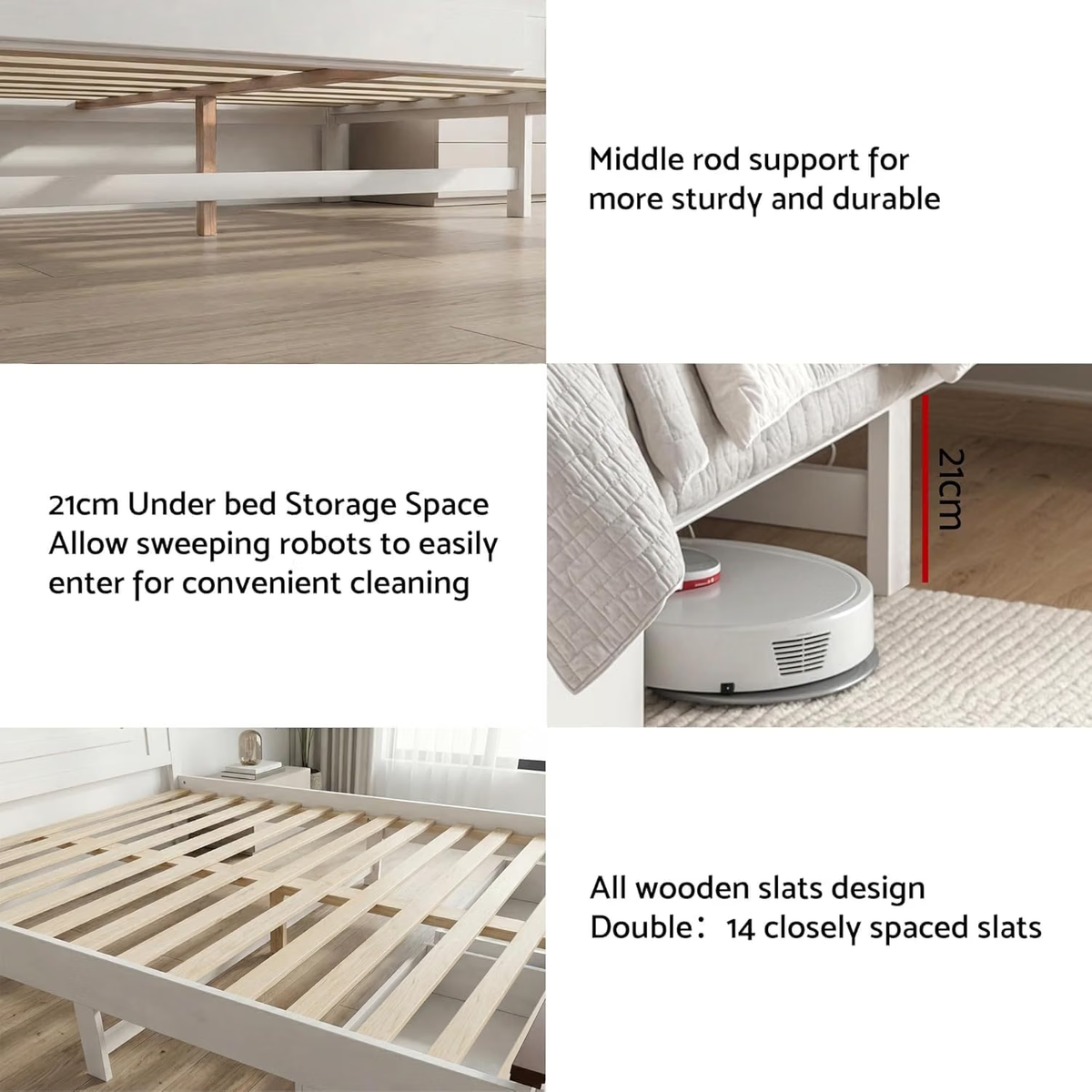 Artiss Queen Wooden Bed Frame 2 Bedside Table Set 2-Drawer Storage
