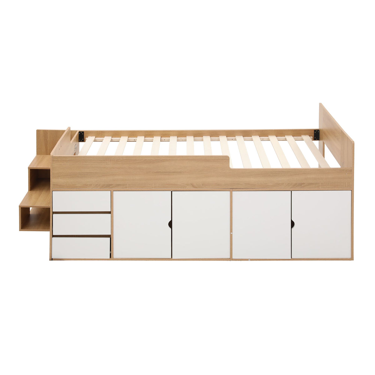 Artiss King Single Bed Frame with Storage 3 Drawers 2 Cabinets Two-Step Access