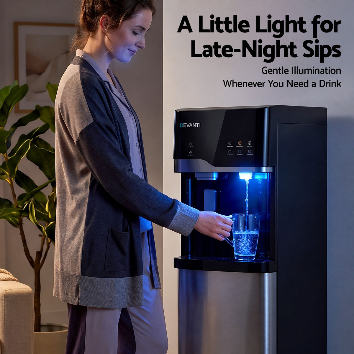Devanti Bottom Loading Water Cooler Dispenser with Ice Maker