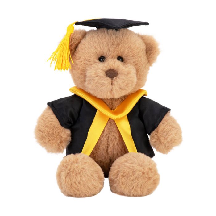 With Heart Graduation Bear Medium 16cm Plush Toy Keepsake Birth+ Black
