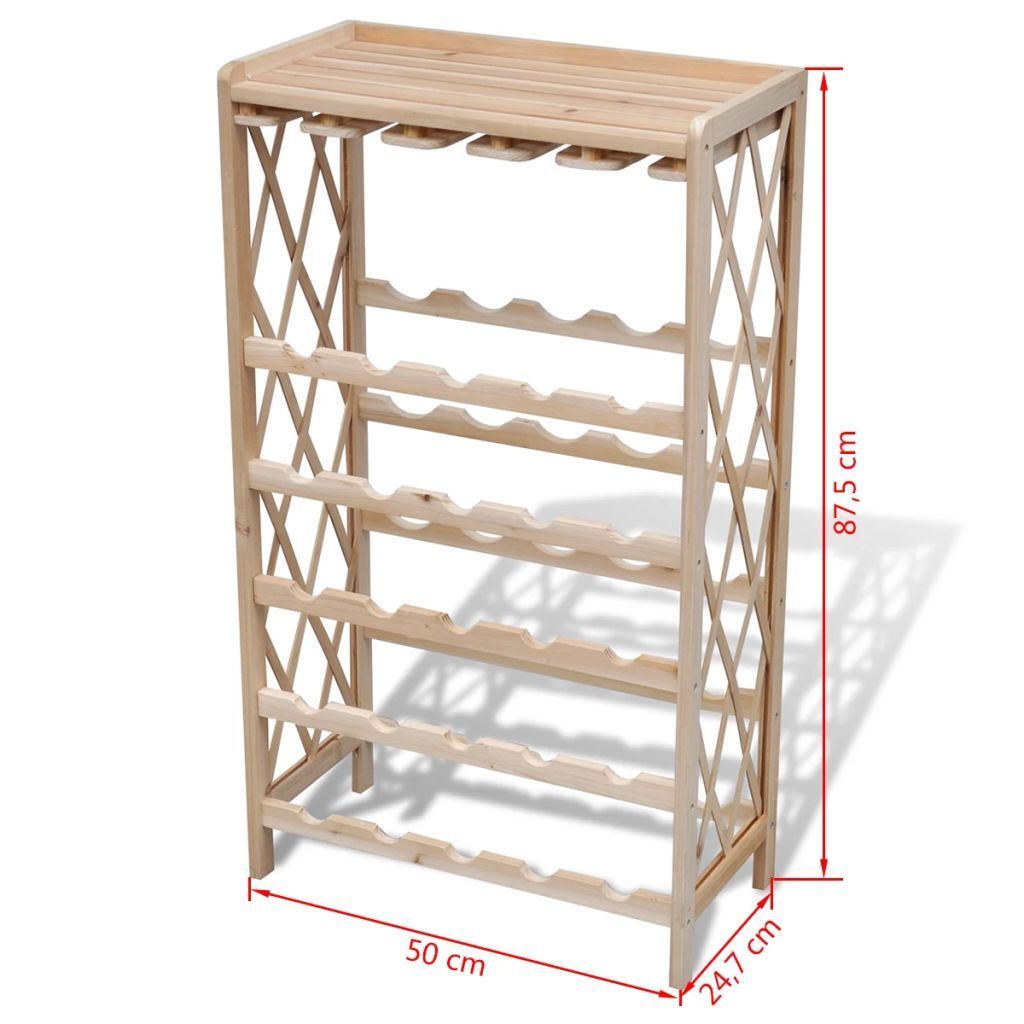 Wine Rack for 25 Bottles Solid Fir Wood