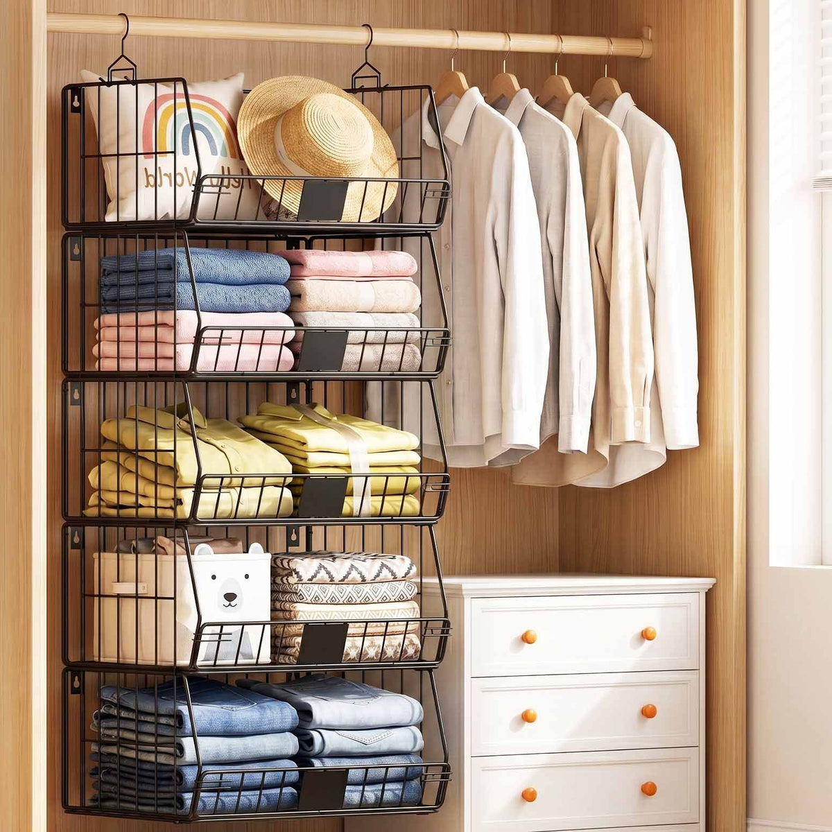 Artiss 5 Tier Stackable Closet Organizer Hanging Storage Shelves