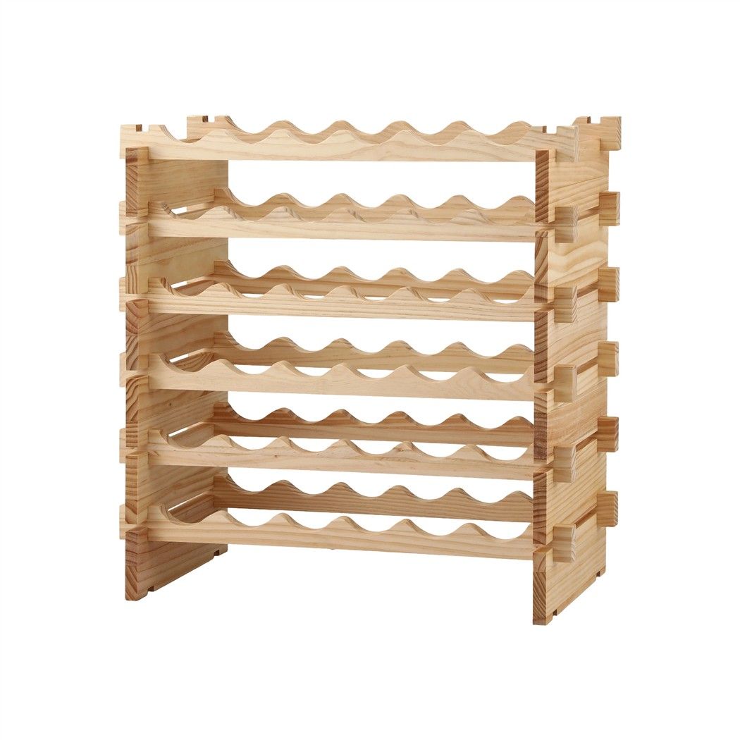Artiss 36 Bottle Wooden Wine Rack 6 Tier Storage Stand Freestanding Natural Pine