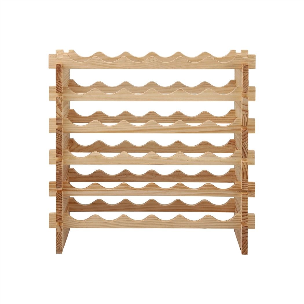 Artiss 36 Bottle Wooden Wine Rack 6 Tier Storage Stand Freestanding Natural Pine