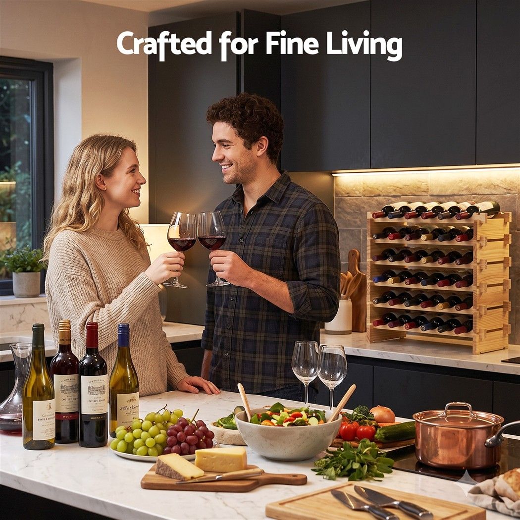 Artiss 36 Bottle Wooden Wine Rack 6 Tier Storage Stand Freestanding Natural Pine