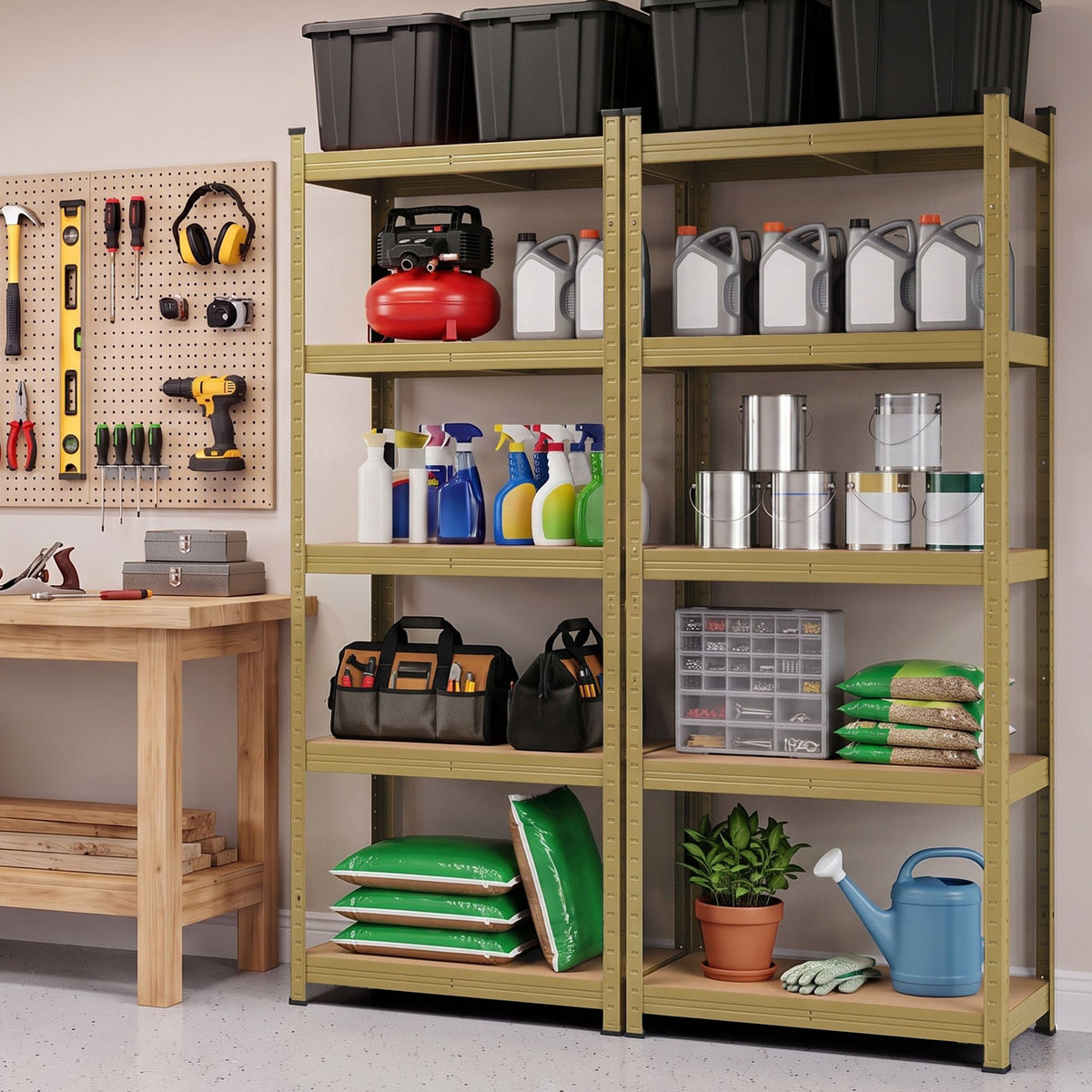 Giantz 2-Rack Garage Shelving 1.6X0.8m MDF Warehouse Storage Rack Yellow