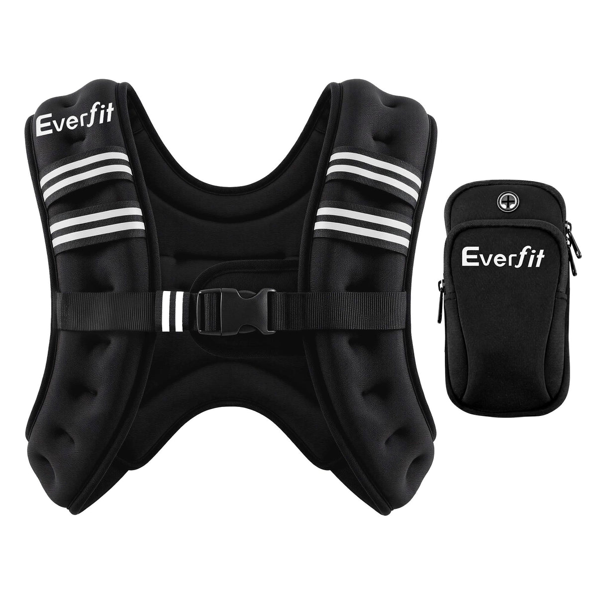 Everfit 8kg Weighted Vest Men Women, Reflective Running Vest with Armband Pouch