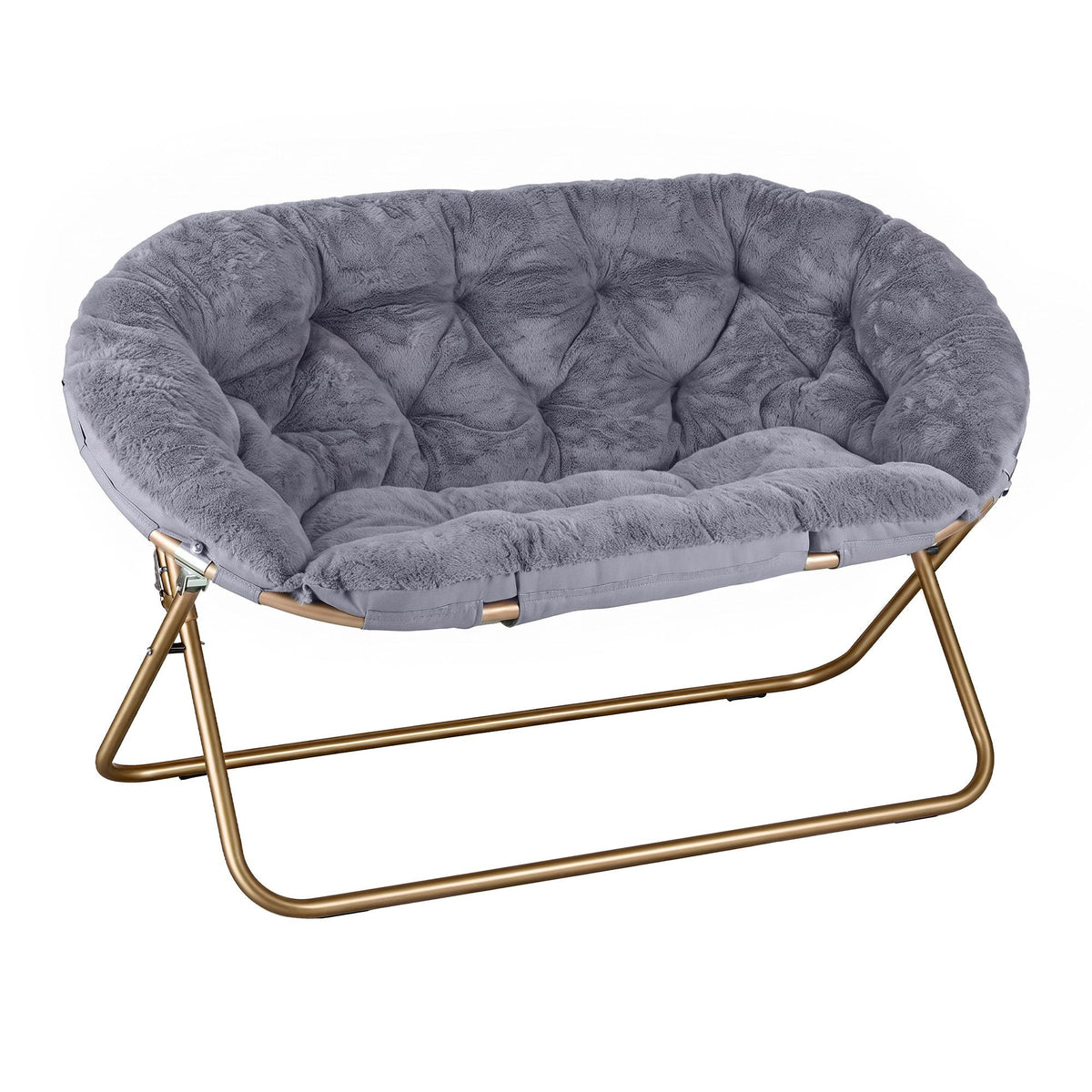 Artiss Double Saucer Chair Faux Fur Oversized Foldable Lounge Chair Grey