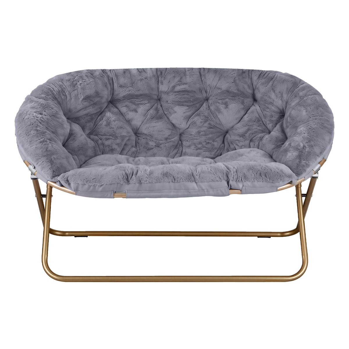 Artiss Double Saucer Chair Faux Fur Oversized Foldable Lounge Chair Grey