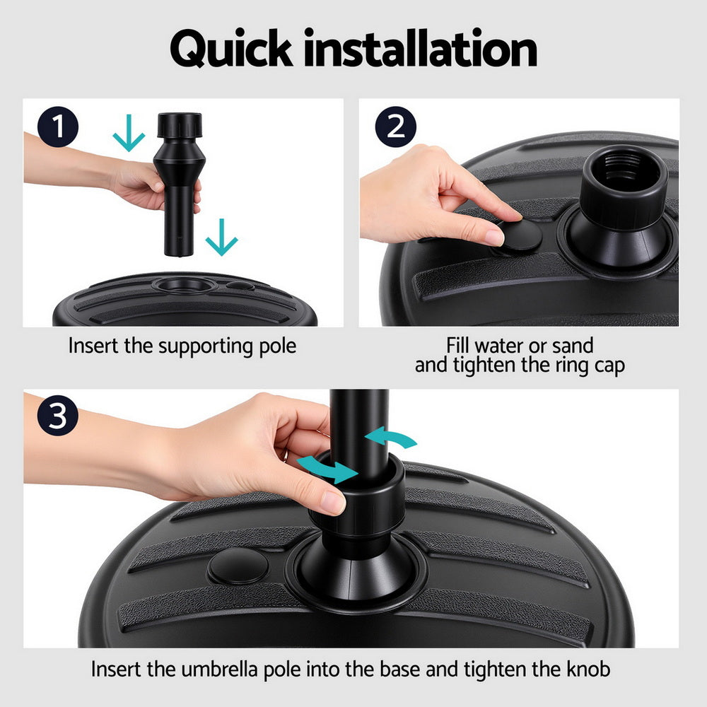 Instahut Outdoor Umbrella Base Weight Round Plastic Pole Holder 35-38mm Beach