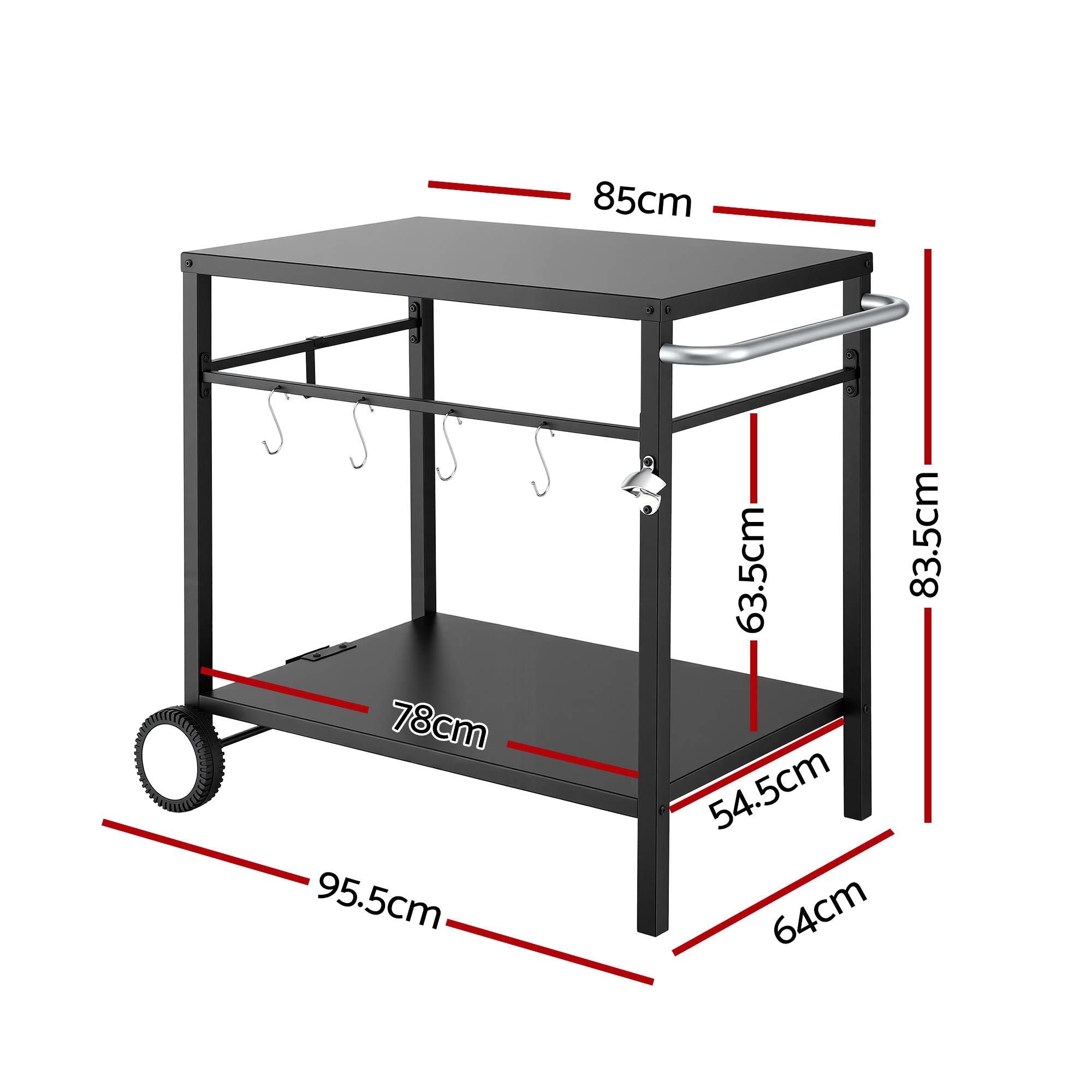 Weisshorn BBQ Part Outdoor StainlessSteel Mobil Trolly Black Wheels Tank Holder