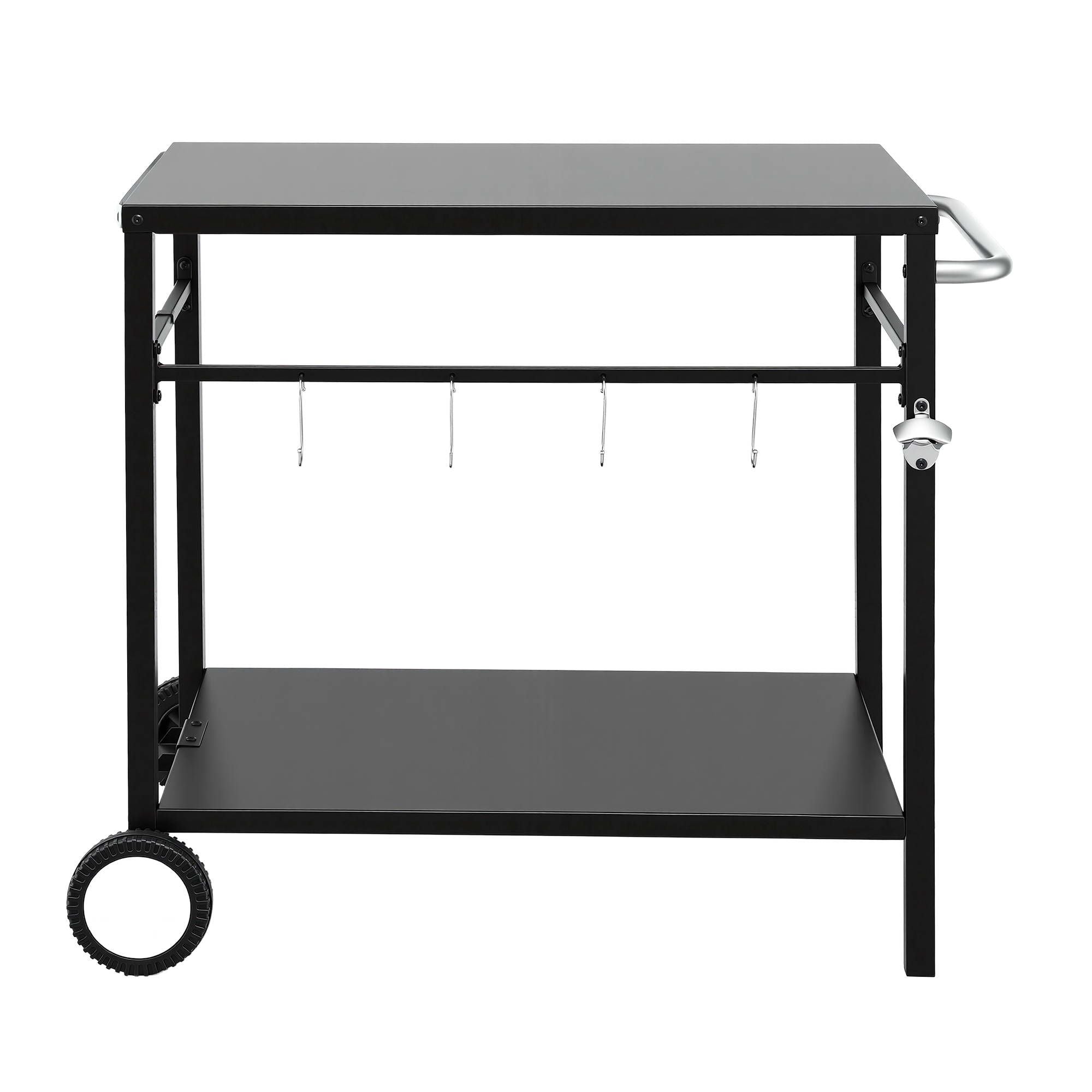 Weisshorn BBQ Part Outdoor StainlessSteel Mobil Trolly Black Wheels Tank Holder