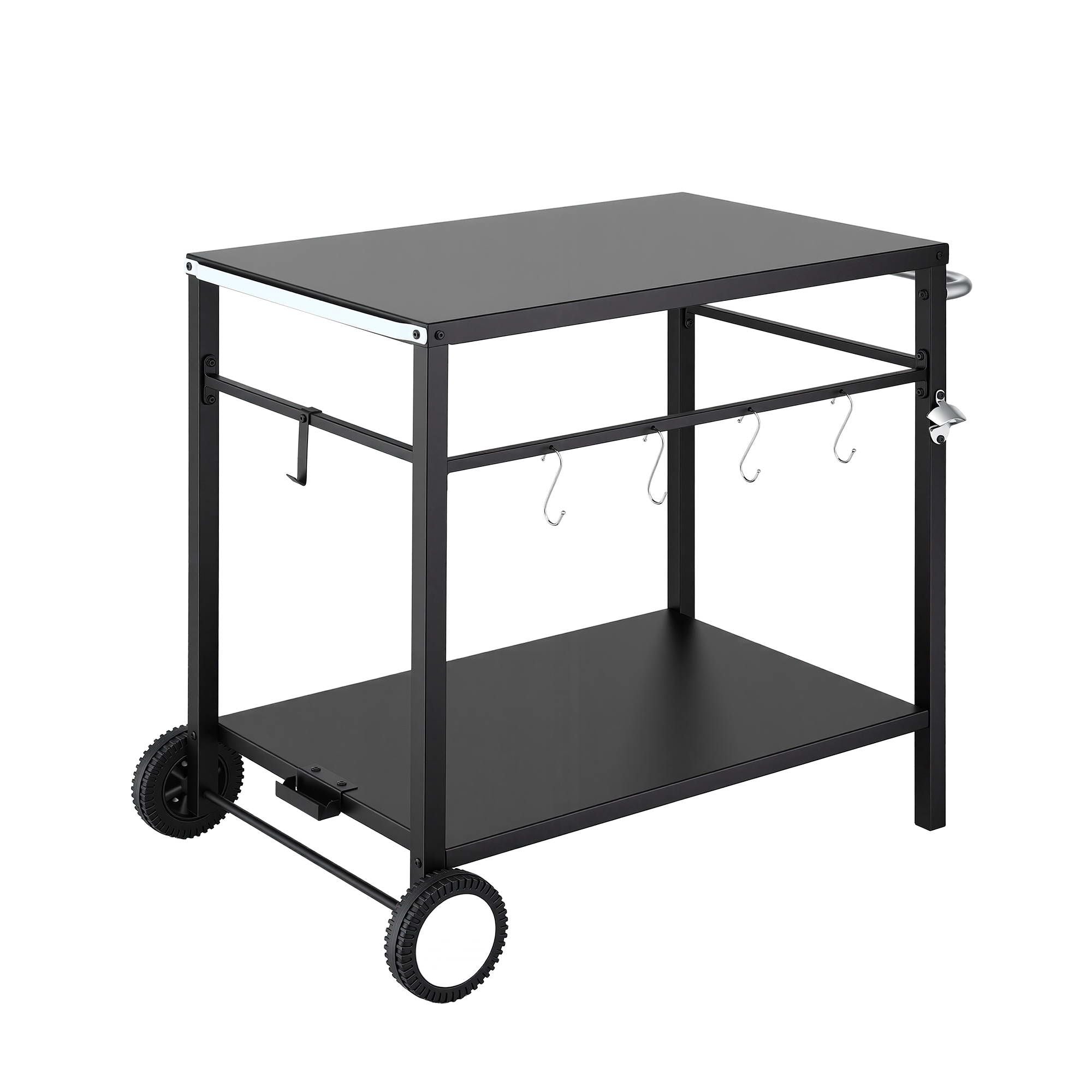 Weisshorn BBQ Part Outdoor StainlessSteel Mobil Trolly Black Wheels Tank Holder