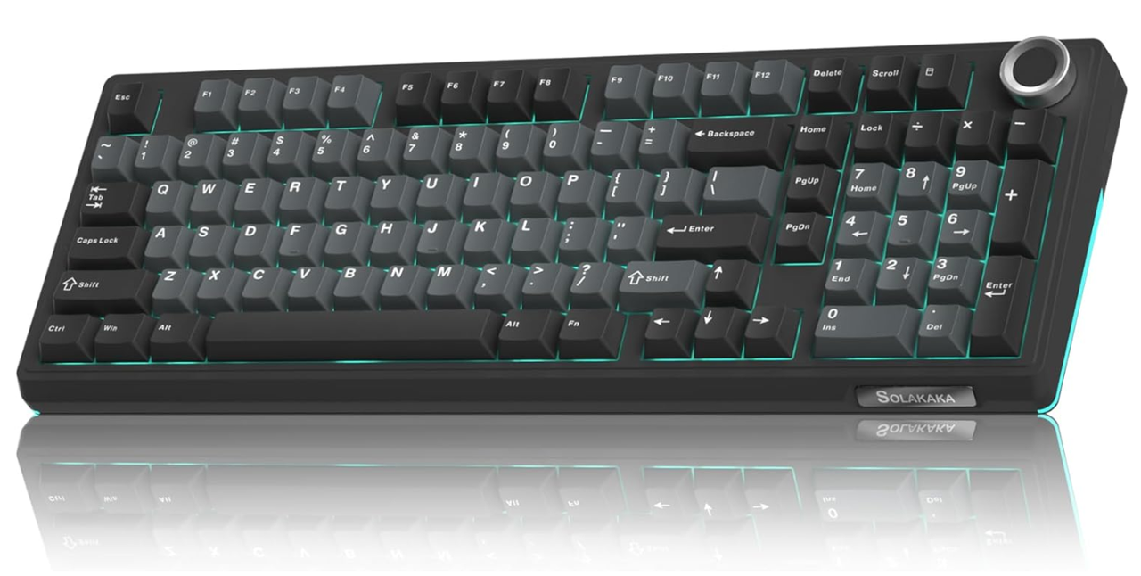 SOLAKAKA Ki99 Pro 99-Key Gasket Mechanical Keyboard Tri-Mode Hot-Swap Knob Black