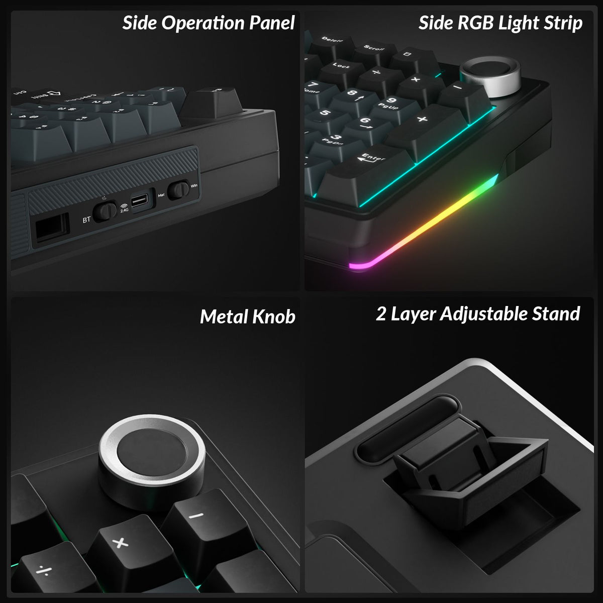 SOLAKAKA Ki99 Pro 99-Key Gasket Mechanical Keyboard Tri-Mode Hot-Swap Knob Black