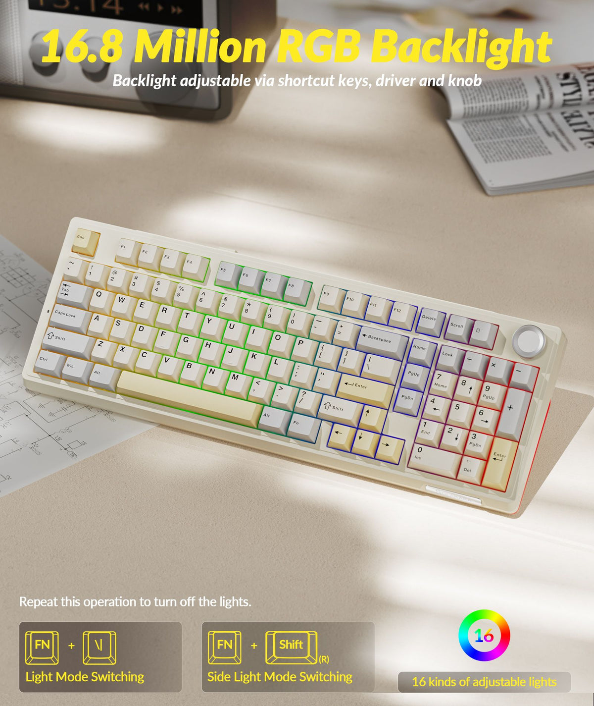 SOLAKAKA Ki99 Pro 99-Key Gasket Mechanical Keyboard Hot-Swap Tri-Mode Orange