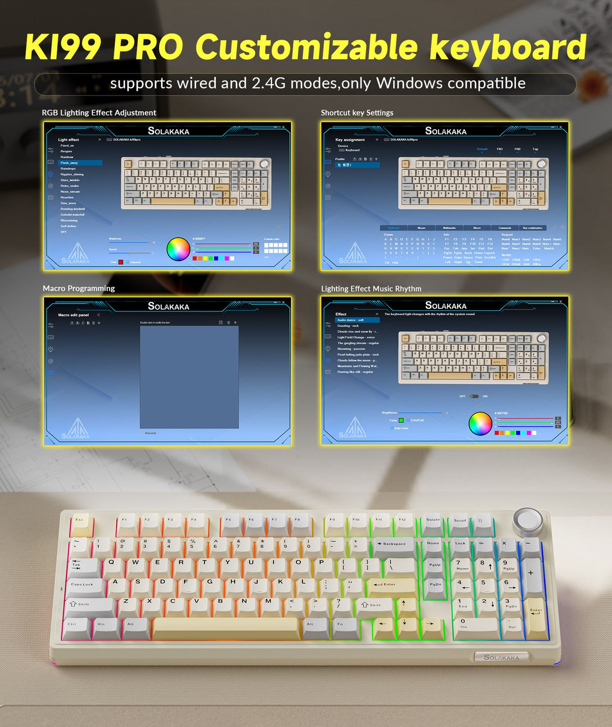 SOLAKAKA Ki99 Pro 99-Key Gasket Mechanical Keyboard Hot-Swap Tri-Mode Orange