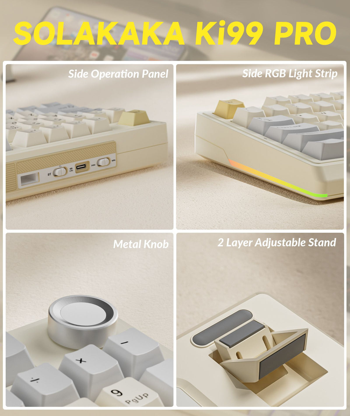 SOLAKAKA Ki99 Pro 99-Key Gasket Mechanical Keyboard Hot-Swap Tri-Mode Orange