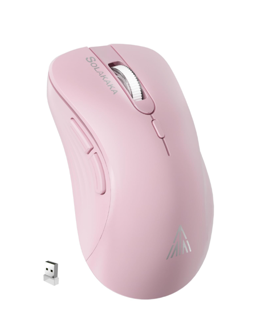 SOLAKAKA Silent Wireless Mouse Bluetooth 2.4GHz 4200 DPI 7 Buttons Pink