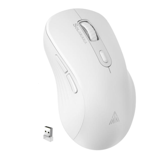 SOLAKAKA Silent Wireless Mouse Bluetooth 2.4GHz 4200 DPI 7 Buttons White