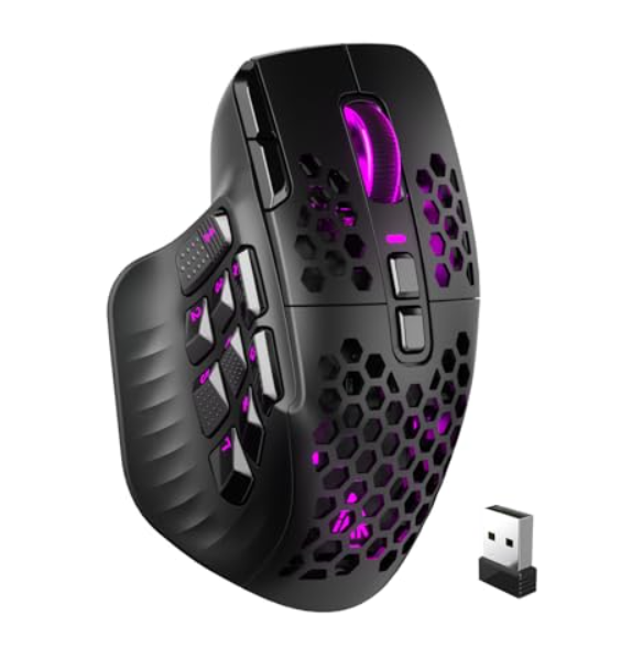 SOLAKAKA Wireless MMO Gaming Mouse 16 Buttons Bluetooth 24000 DPI RGB Black