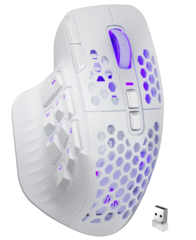 SOLAKAKA Wireless MMO Gaming Mouse 16 Buttons Bluetooth 24000 DPI RGB White