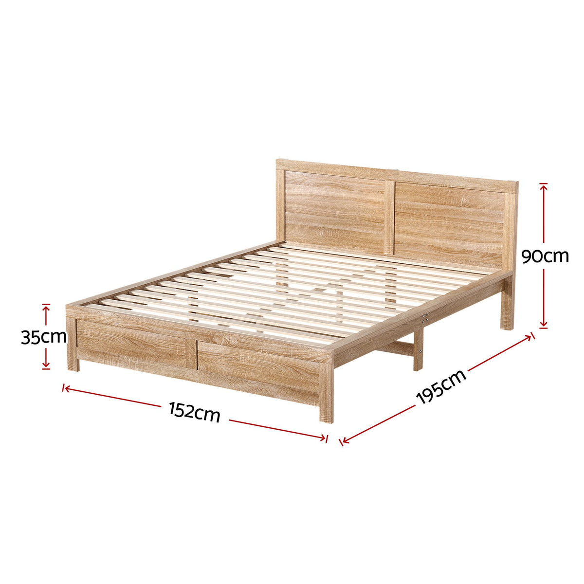 RoomSense Double 26cm Firm Mattress Bundle with Oatmeal Wooden Bed Frame