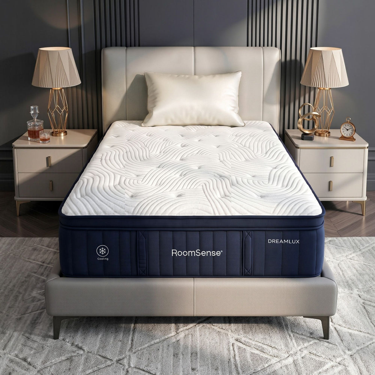 RoomSense Queen Mattress, 34cm Thick Medium Firm Hybrid Mattress for Back Pain Relief