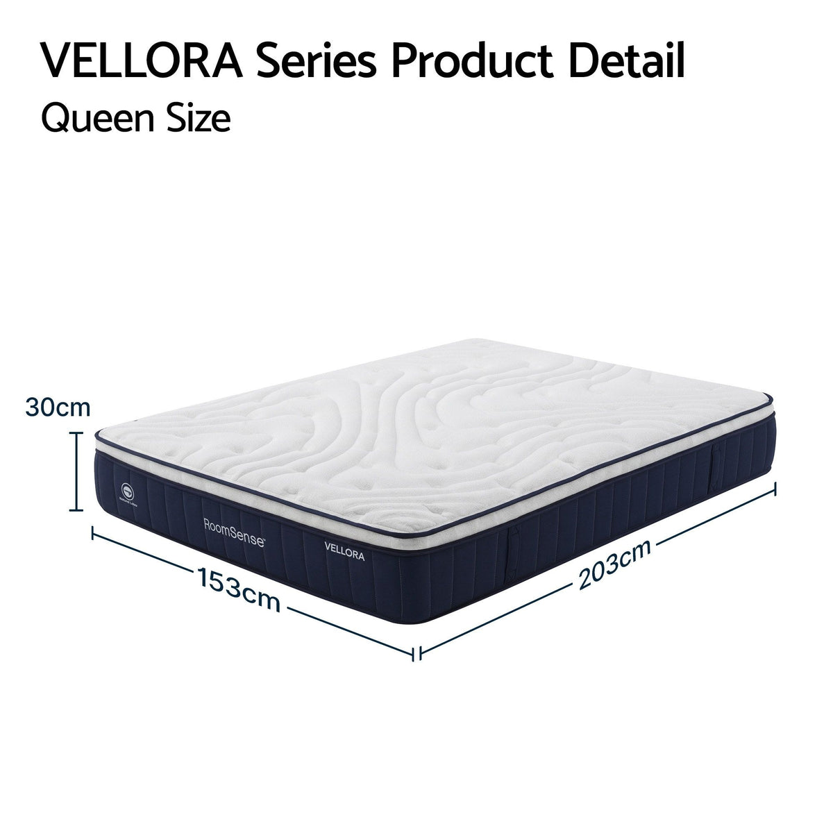 RoomSense Queen Mattress , 30cm Medium Firm Hybrid Mattress with Latex Lumbar Support for Back Pain Relief