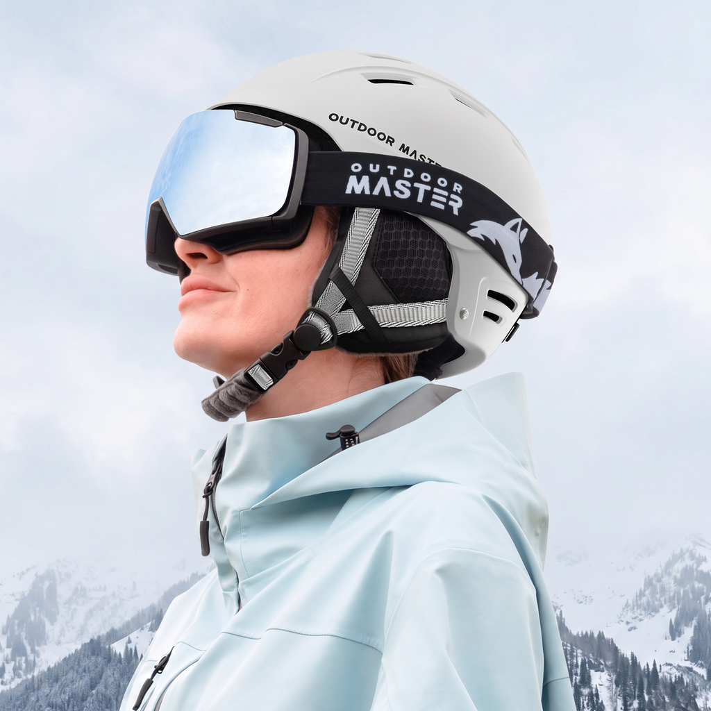 OutdoorMaster Kelvin II Ski Helmet - Snow Sport Helmet Snowboard Helmet White L