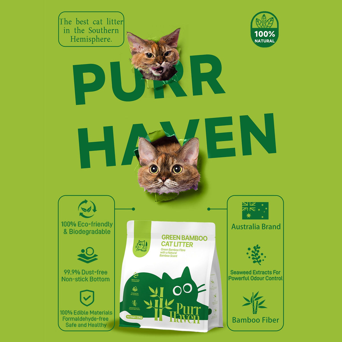 PurrHaven Tapioca Clumping Cat Litter 7.5kg 3 Pack Dust Free Odour Control