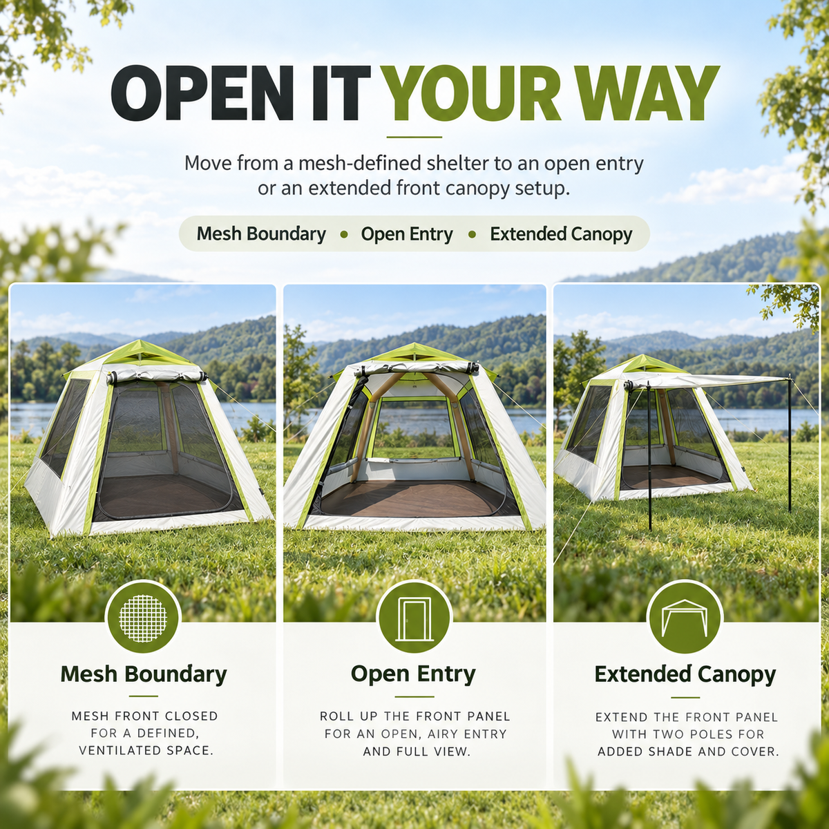 Weisshorn Inflatable Mesh Gazebo Tent Air Frame Extendable Canopy