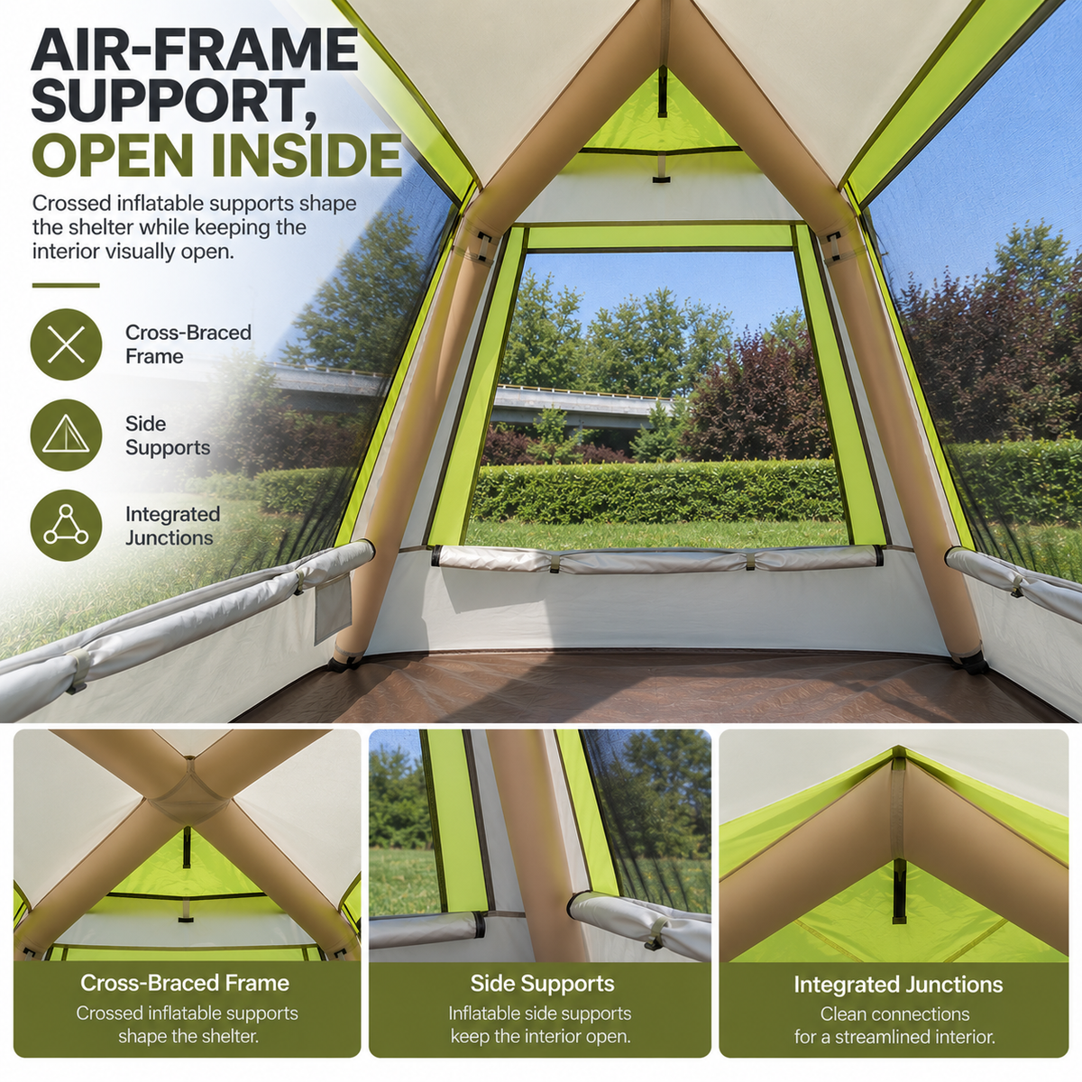 Weisshorn Inflatable Mesh Gazebo Tent Air Frame Extendable Canopy